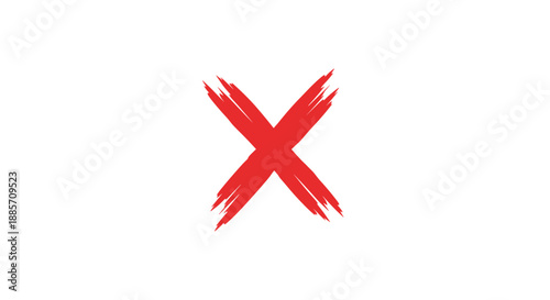 This impactful graphic features a striking red "X" mark, rendered with a distinctive brush stroke effect, conveying a strong sense of rejection or error.
