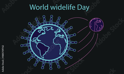 World wide life day concept vector illustration. With black background.