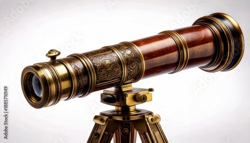 Antique Brass Telescope on Tripod - A Vintage Nautical Instrument.