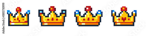 Pixel art crowns in a row, representing royalty and gaming achievements
