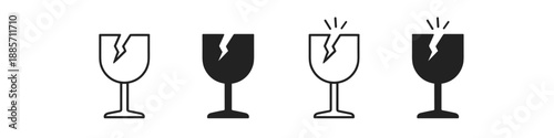 Fragile glass symbols in outline and solid fill, representing delicate handling for shipping