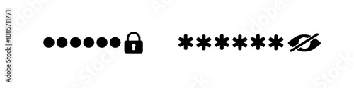 Password input field with dots, lock icon, asterisks, and hidden eye symbol