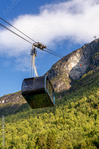 Картината върху платно view of the Loen Skylift cable car going up to Mount Hoven