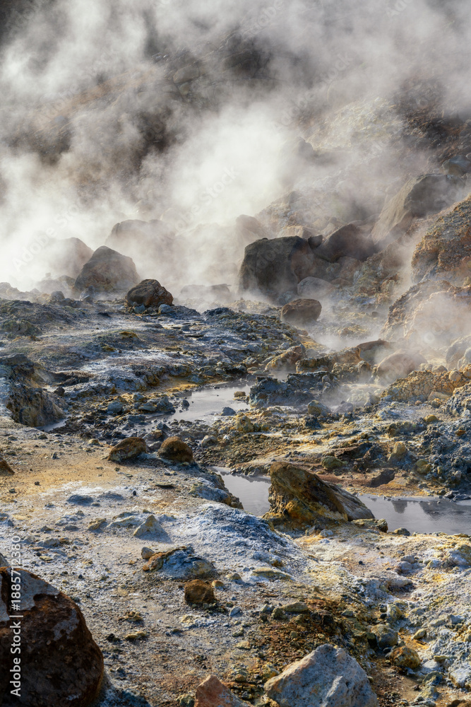 Obraz premium view of the Seltun Geothermal Area on the Reykjanes Peninsula of southwestern Iceland