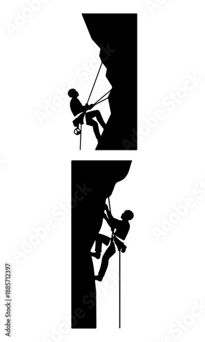 Climbing silhouette, collection of women climbing vectors, black vector of man climbing