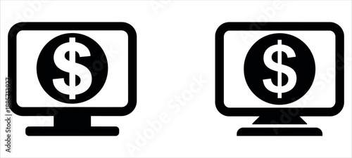Online earning and digital finance concept illustrated by dollar sign on monitor screen vector illustration.