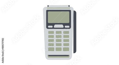 Point of Sale Terminal Flat Design Gray Keyboard White Background Digital Payment