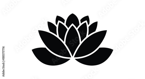 Black lotus flower icon representing beauty, purity, spiritual awakening, and serenity in nature