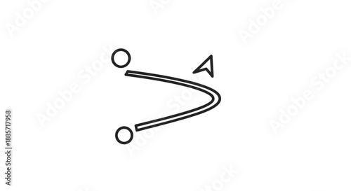 Minimalist metal hook in simple line art style with bold black lines on white background for graphic design