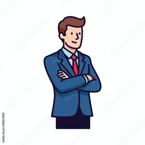 Confident cartoon businessman in suit