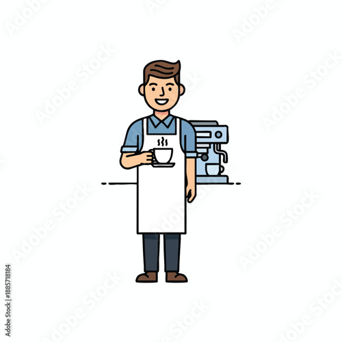 Smiling Barista Serving Coffee