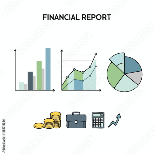 Financial Data Analysis Infographics and Business Icons