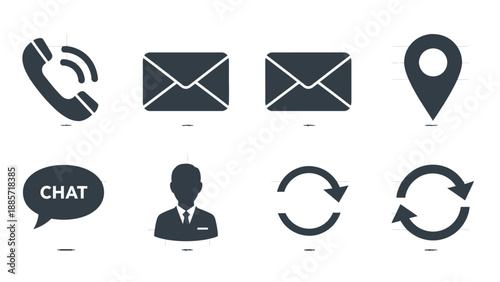 Set of communication icons for contact methods and business support