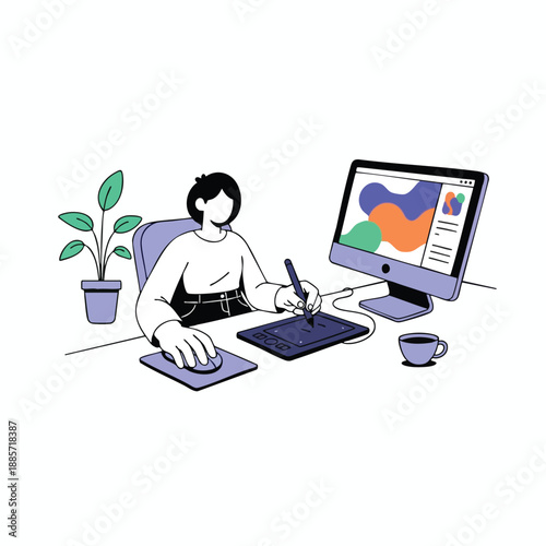 Graphic Designer Working on Computer