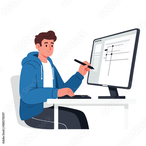 Graphic Designer Working on Computer