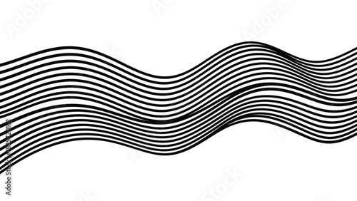 Abstract wavy black and white stripes forming a dynamic visual flow