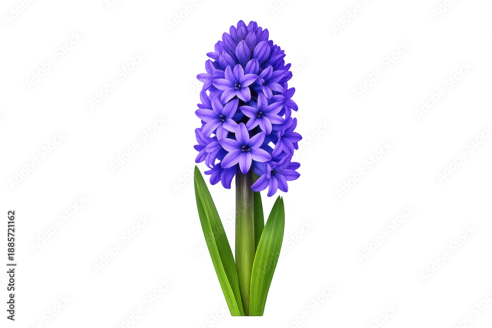Obraz premium Purple hyacinth flower blooming with green leaves