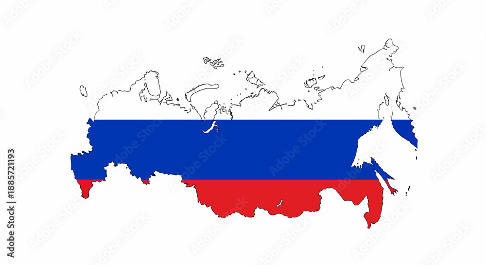 Obraz premium Distinctive vector map outline of a prominent global nation, filled with its national flag colors, symbolizing country identity and geographic representation