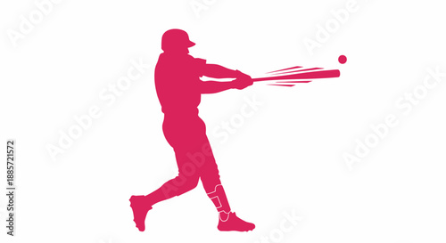 Baseball player hitting ball with bat in dynamic motion