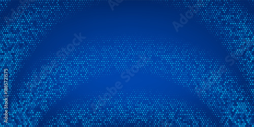 Blue glowing hexagon texture. Abstract neon hexagonal grid wallpaper. Navy honeycomb pattern backdrop. Vector modern technology, business, science, healthcare, medicine, presentation design background