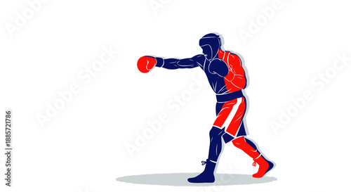 Professional boxer throwing a powerful punch in dynamic stance