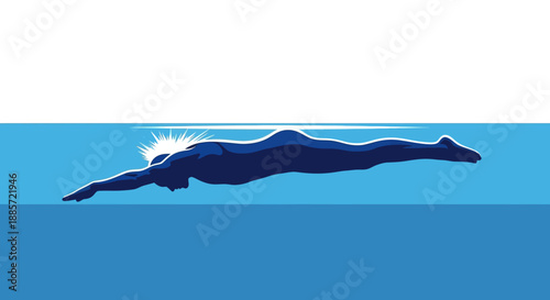 Diver exploring ocean depths with sun shining through water