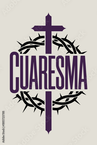 Cuaresma with Cross and Crown of Thorns Design for Lent Reflection