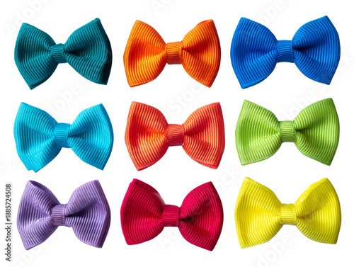 A collection of colorful bow ties, each in a unique and vibrant hue Isolated Transparent Background, PNG