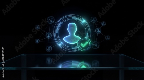 Wallpaper Mural Futuristic User Authentication Concept with Glowing Holographic Interface. Torontodigital.ca