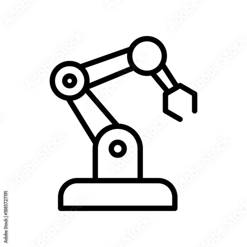 Robotic arm industrial manipulator, linear icon. Automation, factory manufacturing, engineering and high tech robotics. Line with editable stroke