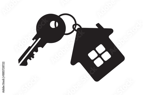 House Keys and Real Estate Icon for Property Ownership and Security silhouette vector.