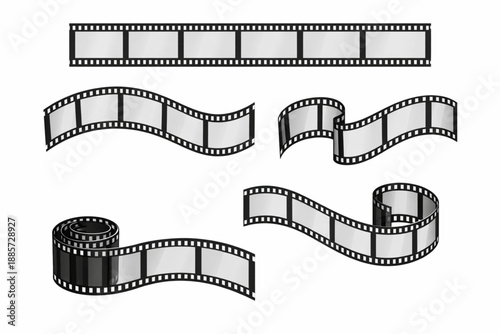 35mm Film Strip Vector – Isolated Stock Film Reel Illustration
