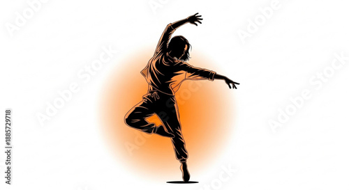Dancing woman silhouette vector illustration