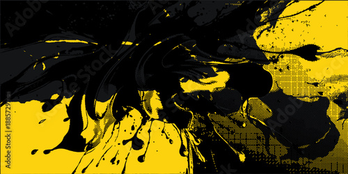 Abstract black and yellow background with tire tracks.. vector illustration eps 10