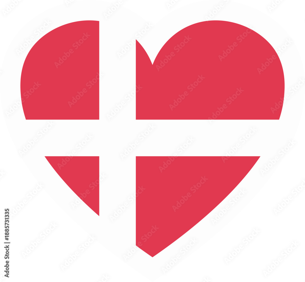 Fototapeta premium Heart With Danish Flag vector shape