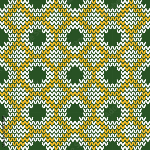 Wool knitwear vector seamless pattern. Warm jumper striped jersey textile. Craft knitted fabric texture ornament. Thread knitting clothing pattern. Blanket merino knitting swatch template.	