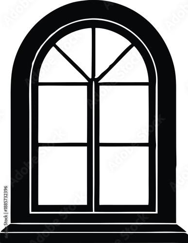 Arched Window, Black Silhouette Design