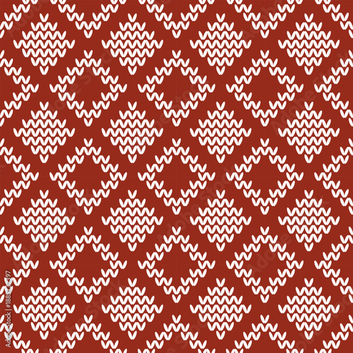 Wool knitwear vector seamless pattern. Warm jumper striped jersey textile. Craft knitted fabric texture ornament. Thread knitting clothing pattern. Blanket merino knitting swatch template.	