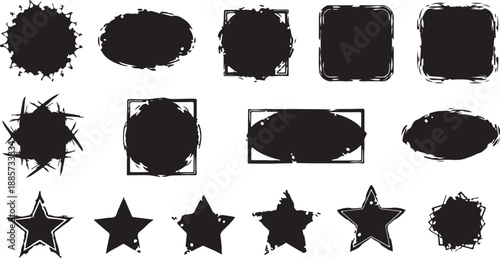 Big set of blots and vector abstract elements. Black inked splatter dirt stain splattered spray splash with drops blots isolated.