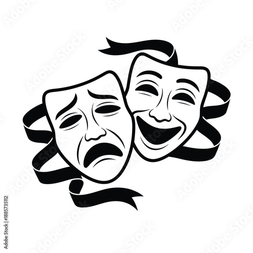 Dramatic masks representing comedy and tragedy a classic theatrical symbol