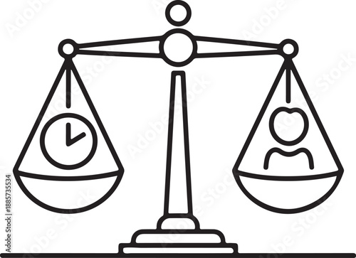 Balance scale time vs human vector illustration.