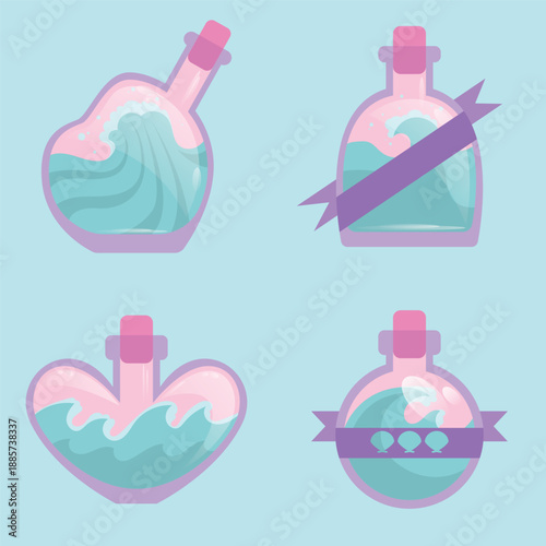 Cute cartoon ocean potion flask set