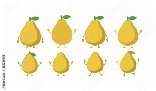 Cute cartoon etrog characters vector collection isolated on white