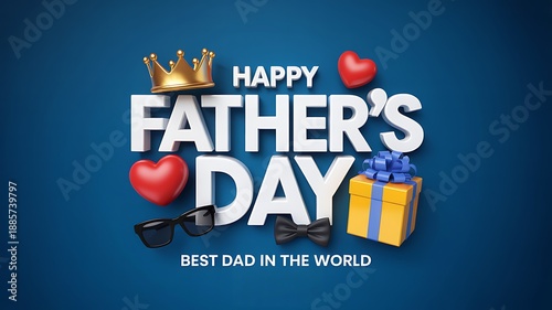 Happy fathers day best dad in the world greeting card illustration