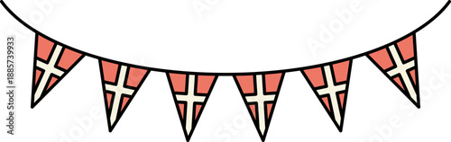 Danish Flag Bunting Garland vector shape