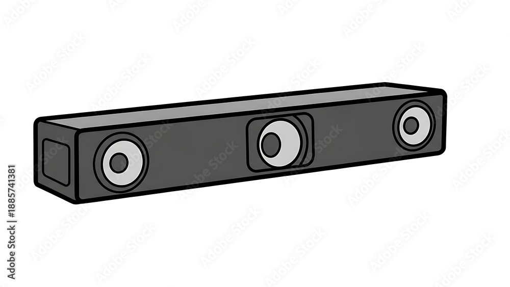 Fototapeta premium Black Soundbar with Three Speakers.