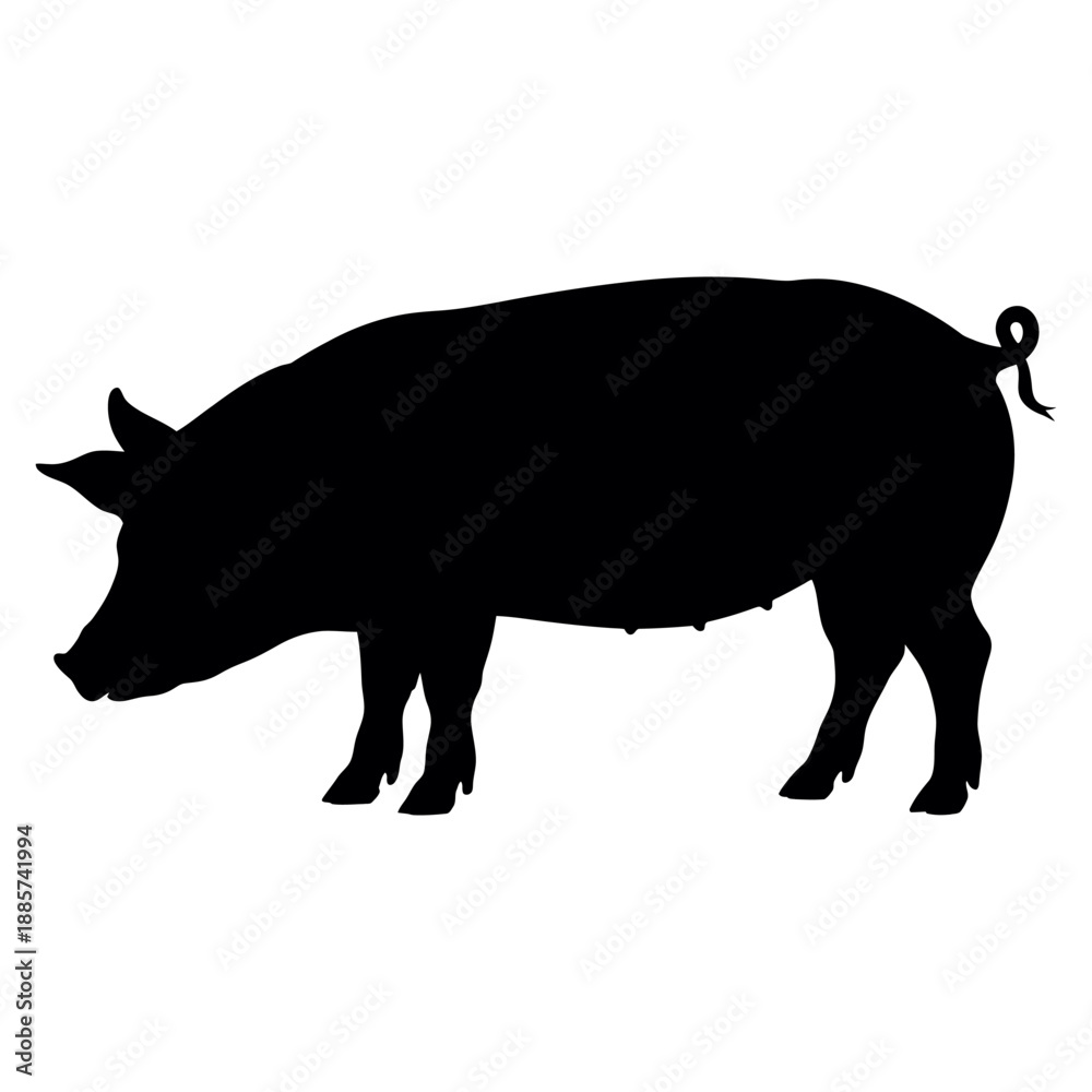 Fototapeta premium Pig icon Silhouette vector on white background