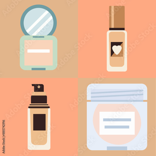 set illustration vector graphic of various types of face powder