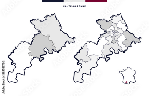 Département et cantons de Haute-Garonne - Occitanie (France)	