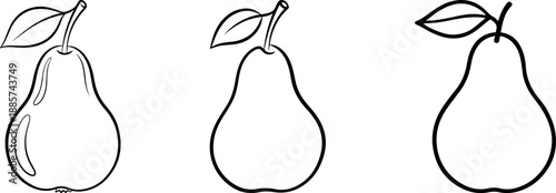 Hand Drawn Pear Fruit Vector Illustration Line Art Collection for Healthy Food Design